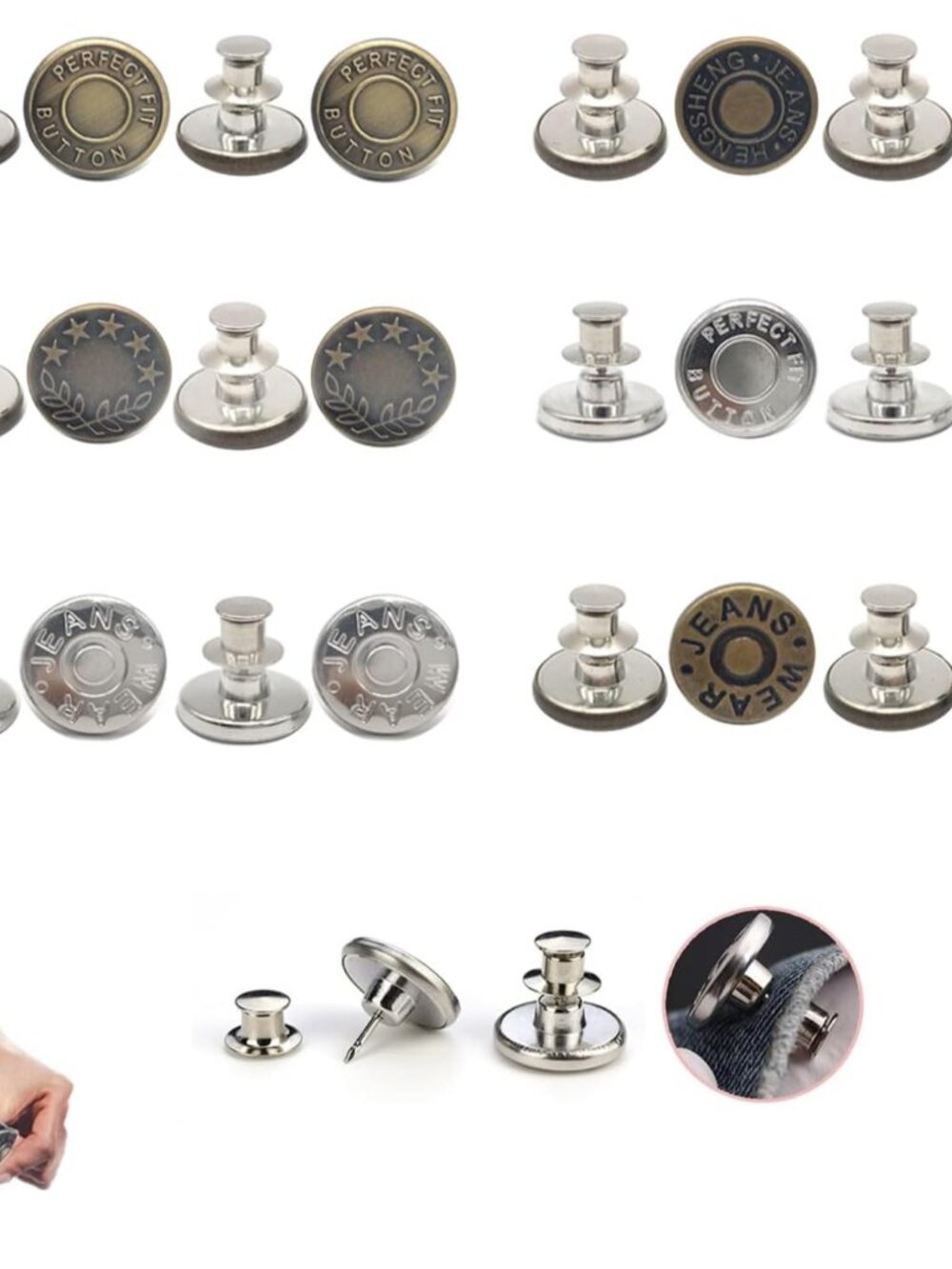 12 Pcs Jean Buttons for Loose Jeans, Adjustable Pants Waist Tightener